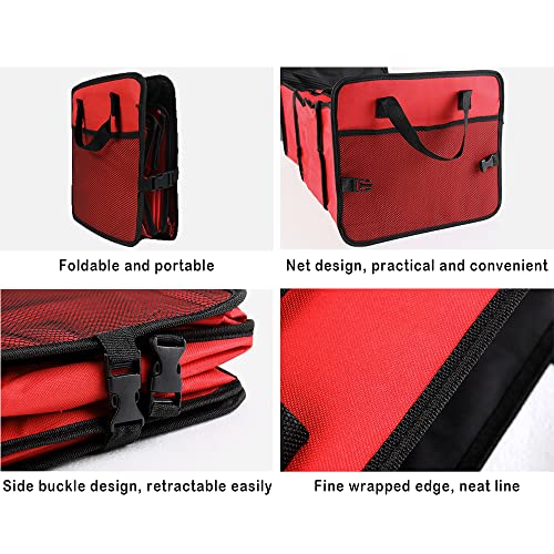 Ofband Collapsible Car Trunk Organizer With Cooler Bag,3 Compartments With Folding Buckle&Reinforced Handles Portable Car Organizers And Storage For Suv Car Truck Camping (Red) #TOP3