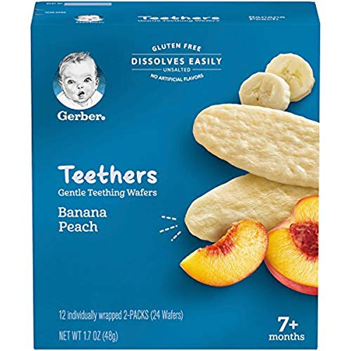 Gerber Snacks for Baby Teethers Gentle Teething Wafers Banana Peach 1.7 Ounce 12 Count Box (Pack of 6)