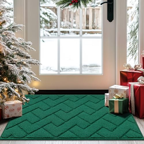 Biscpro Zerbini per Ingresso Interno,50x80cm Tappetino Antiscivolo Lavabile in Lavatrice,Zerbino d'Ingresso Polipropilene Assorbenti per Interno,Ingresso,Esterno,Corridoio,Balcone-Evergreen