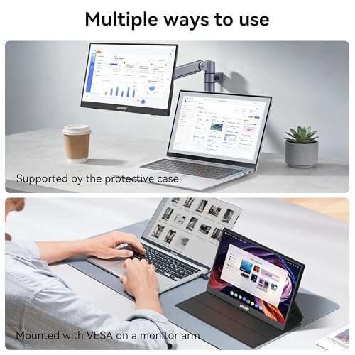 Image of BENFEI Portable Monitor 15.6'', FHD 1080P HDMI USB-C Gaming Display, Ultra-Slim IPS HDR Screen w /Smart Cover & Speakers, Plug & Play External Monitor for Laptop PC Phones Tablet PS5 /4 Xbox Switch