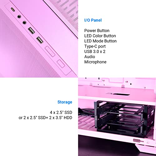 Image of LIAN LI High Airflow ATX PC Case, RGB Gaming Computer Case, Mesh Front Panel Mid-Tower Chassis w / 3 ARGB PWM Fans Pre-Installed, USB Type-C Port, Tempered Glass Side Panel (LANCOOL 205 MESH C, Pink)
