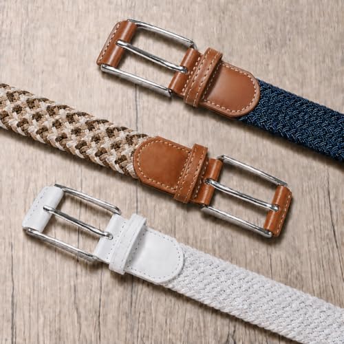 Image of Stretch Belts for Men, Elastic Belt for Golf & Casual Wear | Braided Nylon Belt, Woven Stretchy Belt, Breathable No Hole, Pairs with Jeans, Shorts and Chinos, Gift-Boxed 1 3 /8 inch