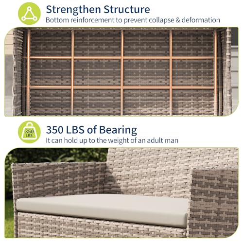 Image of GAOMON 4-Piece Patio Furniture Set, Modern PE Rattan Conversation Set with 2 Chairs, Loveseat & Tempered Glass Coffee Table, All-Weather Outdoor Seating for Garden, Porch, Balcony, Poolside