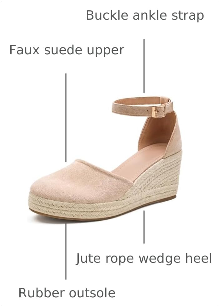 Image of Womens Espadrilles Sandals, Closed Toe Platform for Women Ankle Strap Casual Comfortable Wedge Sandals