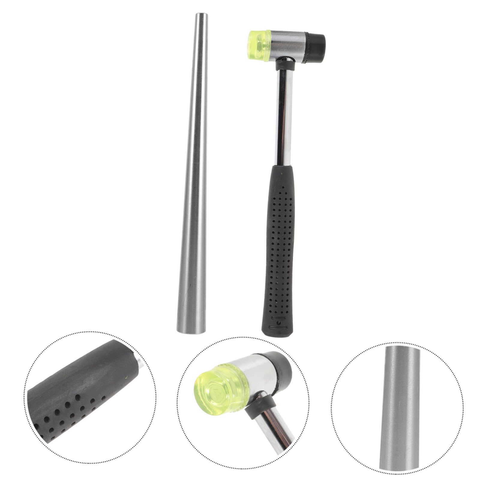 HEALSOPTHY Juego Ajustador de Anillos Varilla Metálica y Martillo de Goma Portátil para Joyería Artesanal, Talla Ajustable, Resistente, Adecuado para Manualidades y Reparaciones en Casa
