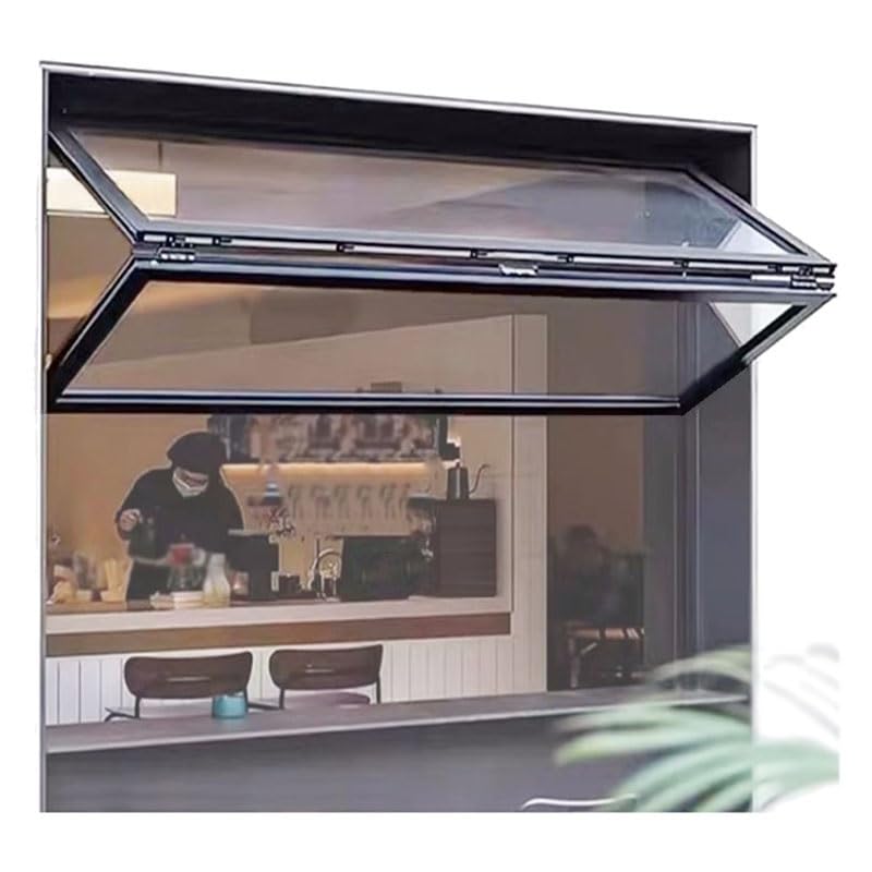 Fenêtre de service pliante coulissante vers le haut, encastrée et affleurante, avec système de ventilation, idéale pour les food trucks, les abris de jardin, les cuisines et les cafés de qua