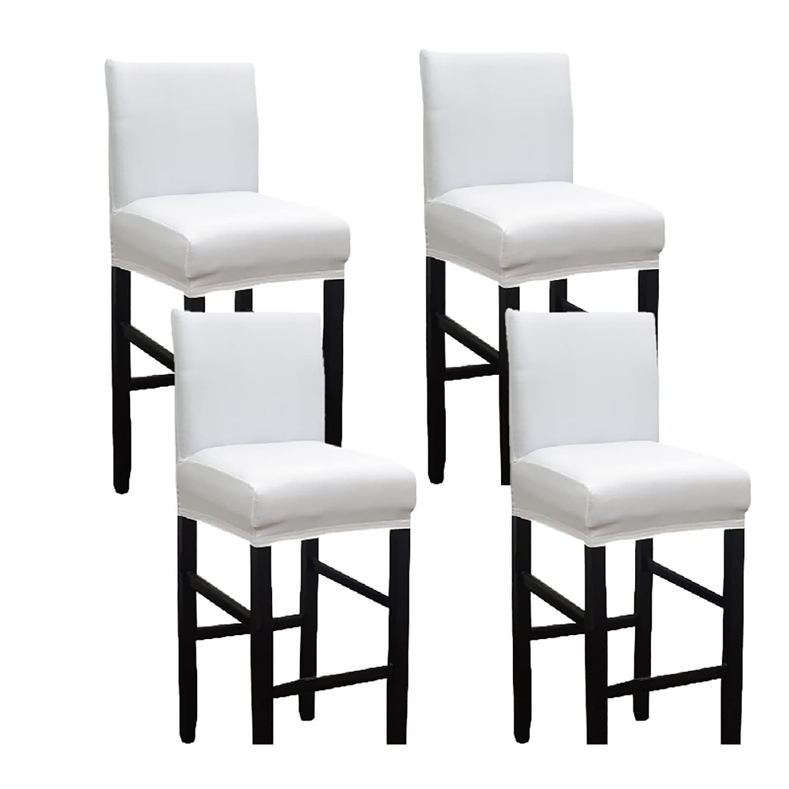 NMVAWIPT Waterproof Fabric Bar Stool Covers, Stretchy Slipcovers For Short Back Stools, For Kitchen, Cafe, Dining Room Decor(White,4 pieces)