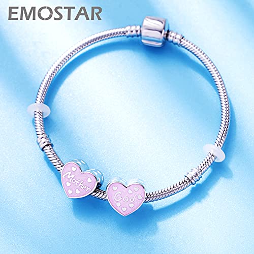 EMOSTAR Mothers Day Family Theme Charms, Sterling Silver Mother Father Daughter Son, Nana, Wife Husband, Godmother, Mom Crown, Sister Heart Beads, Gifts for Mama/Fathers Day/European Bracelet3