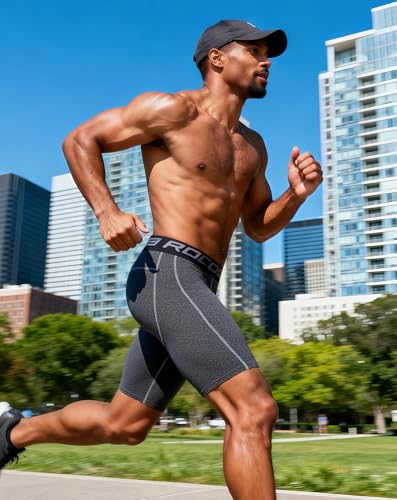 Image of Compression Shorts Men Spandex Sport Gym Shorts Athletic Workout Running Tights Training Underwear