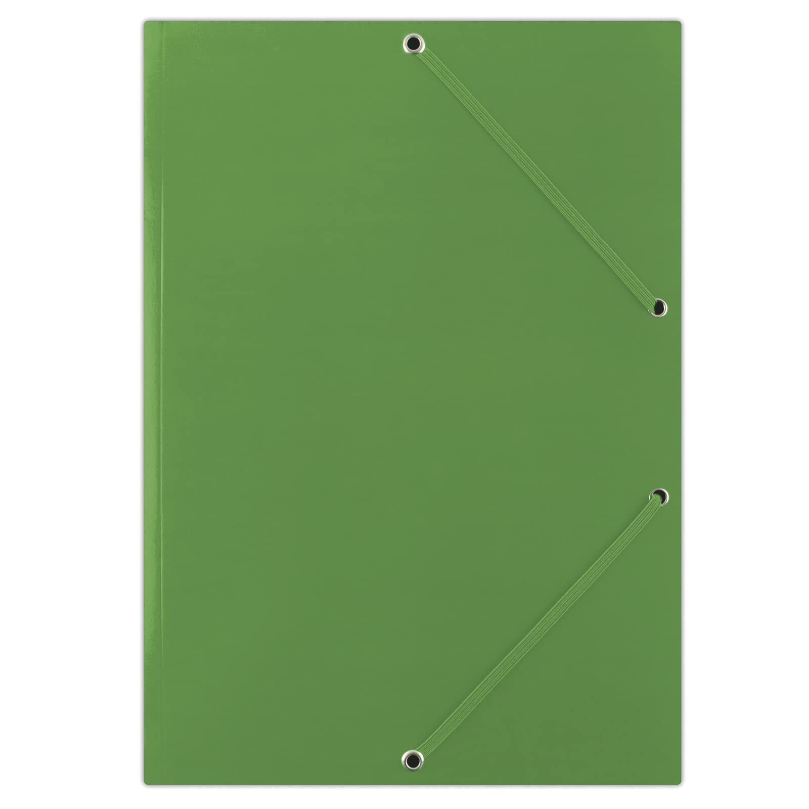DONAU FEP06G - Carpeta con tensores de esquinas A4 de cartón fuerte y cartón con 2 gomas elásticas, 50 unidades, color verde, ideal para oficina y escuela, puntos verdes