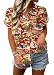 UYIQL Women Hawaiian Christmas Shirt July Button Down Xmas Holiday Top Funny Santa Beach Shirts Red L