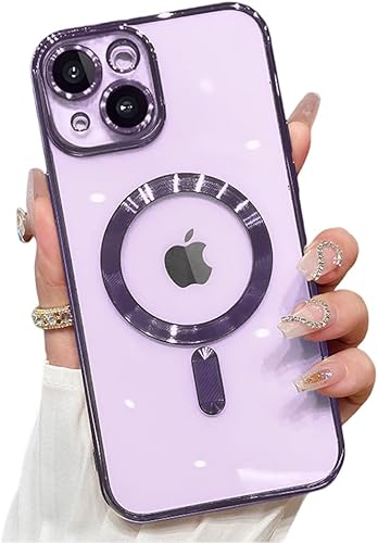 ZinLyuen Funda magnética para iPhone 15 Plus, transparente, compatible con MagSafe protector de lente de cámara integrado, suave, delgada, a prueba