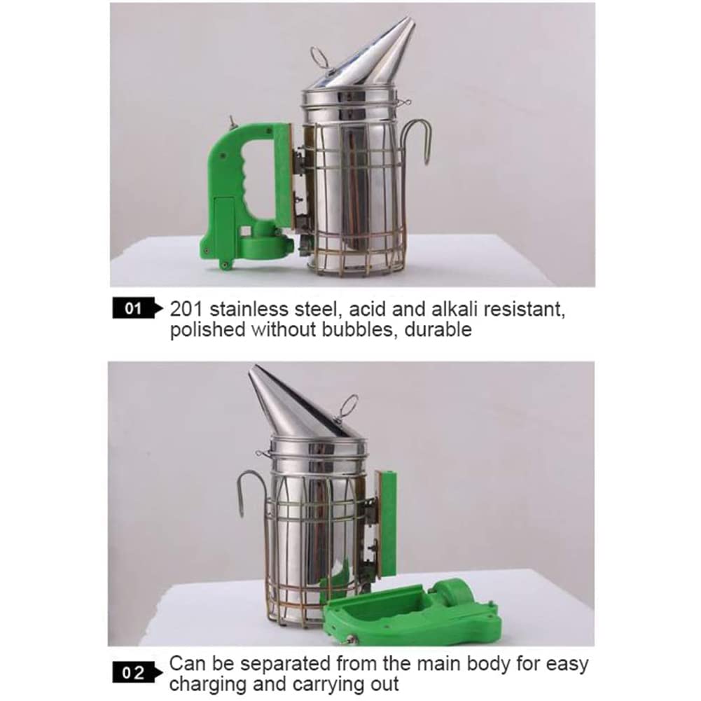 WOERD Bienen Smoker Elektrisch, Edelstahl Bienenstockraucher, Elektrische Biene Raucher Edelstahl Mit Abnehmbarem Kunststoffgriff, Beekeeping Imkereibedar Tool Für Imker