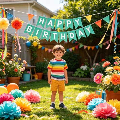 Image of Happy Birthday Banner Birthday Party Supplies (Green 2)