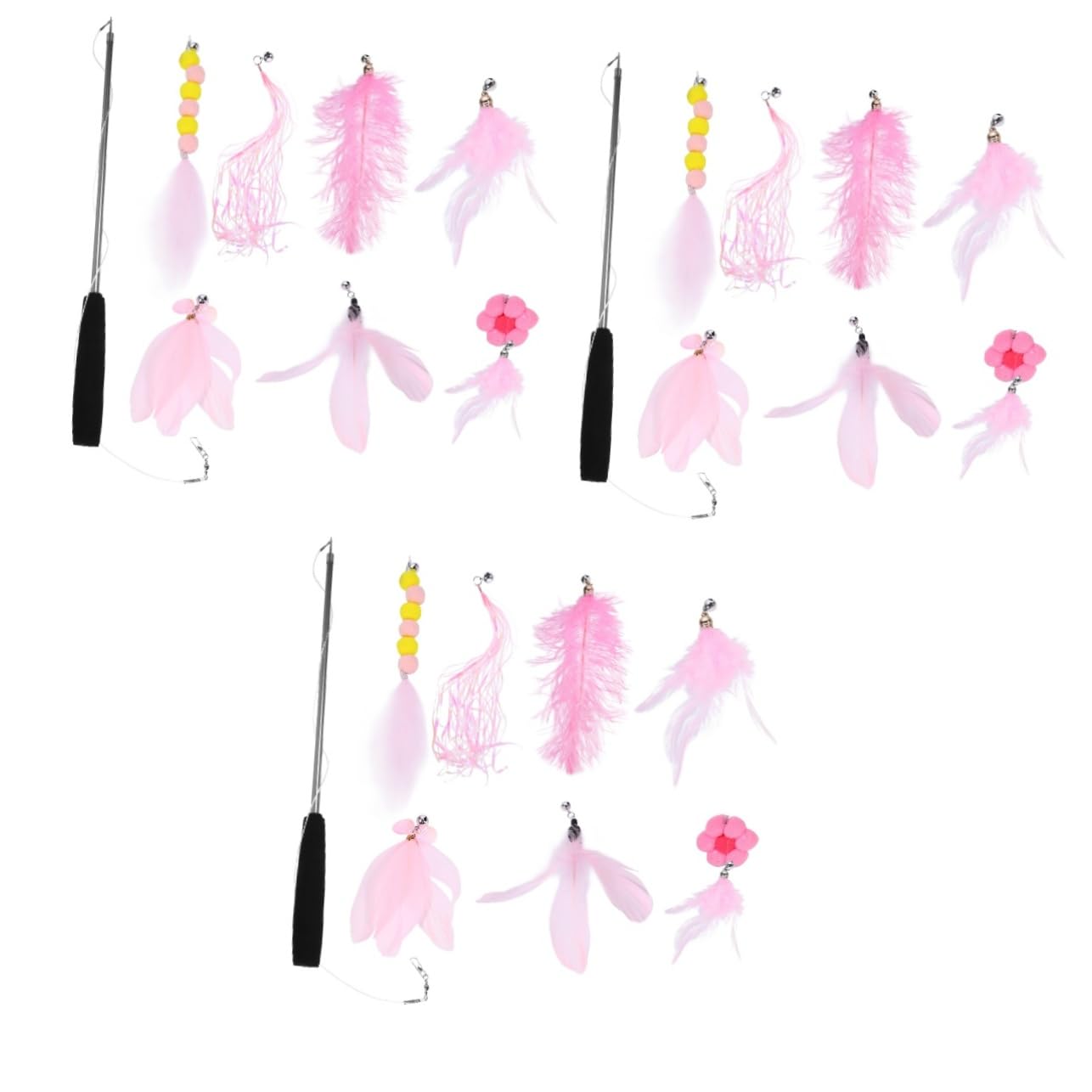 INOOMP 3pièces Canne à Télescopique Interactive pour Chats avec Jouets De Remplacement De Jouets pour Chats Et Kittens Accessoires Amusants Et Pratiques