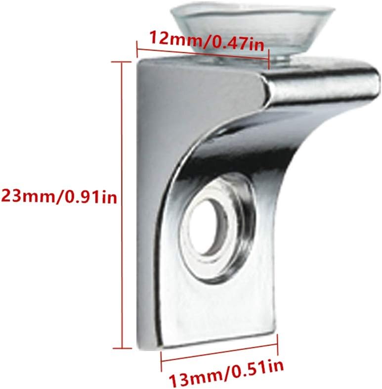 Glass Shelf Bracket, Tiberham 12 Pcs Zinc Alloy Polished Chrome Right Angle Shelf Support Fixing Clip with Suction Cup Base, Wall Mounted Glass Support Pegs Corner Brace Board Holder