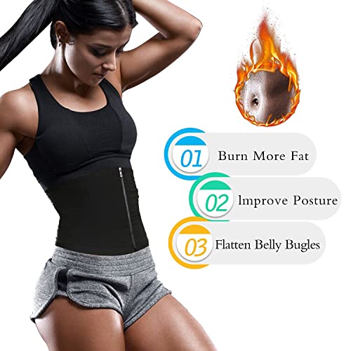 Rishaw Waist Trimmer With Zipper For Women, Waist Trainer Sauna Belt, Neoprene-Free Waist Cincher, Sauna Slimming Belt, Sweat Wrap Sweat Waist Trainer-Xx-Large #TOP2