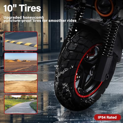 Electric Scooters Adult Powerful Folding Scooter - 40-55km Range, 48V 15AH Large Range, 10" All-Terrain Tires, IP54, Double Disc Brakes, Cruise Control,Gifts for Adults and Youth During Holidays - Image 3