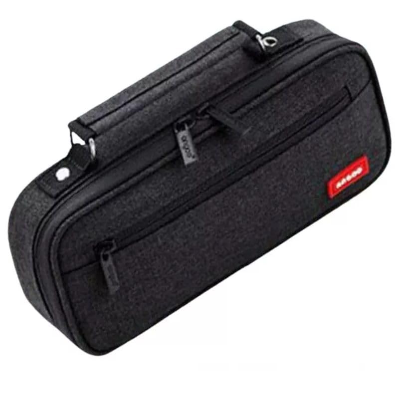 Estojo Liso com 2 Divisórias e com Alça - Necessaire Escolar (Preto)