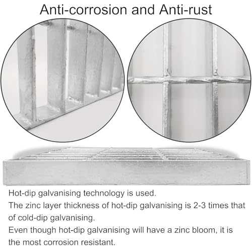 Image of Galvanized Steel Drain Grate, Driveway Channel Cover 16x16 in