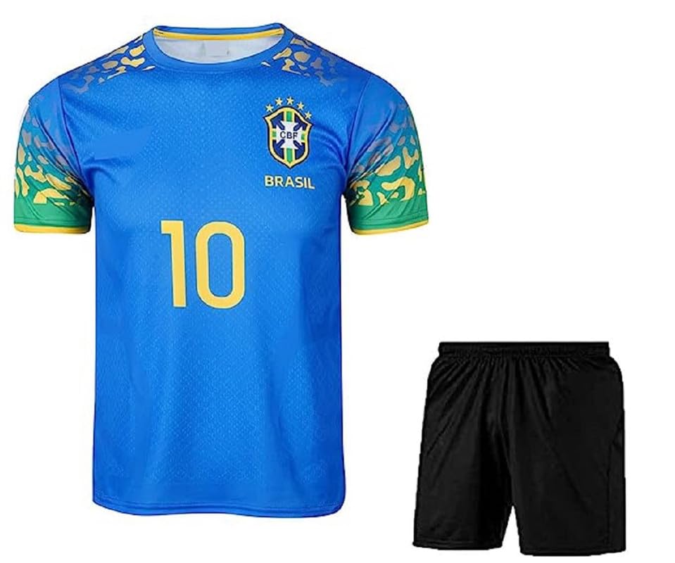 GenericNaimaar 10 Brazill Away Football Team World Cup Jersey Tshirt with shorts2022/2023 (Kids,Boys,Men)