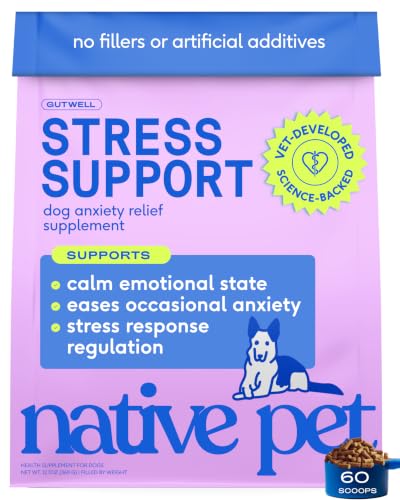 Native Pet GutWell Stress Support - Dog Anxiety Relief & Calming Treats - Tasty Food Topper for Dog Stress and Anxiety Relief - Support Gut-Brain Axis with Triple-biotic Blend & Magnesium - 60 Scoops