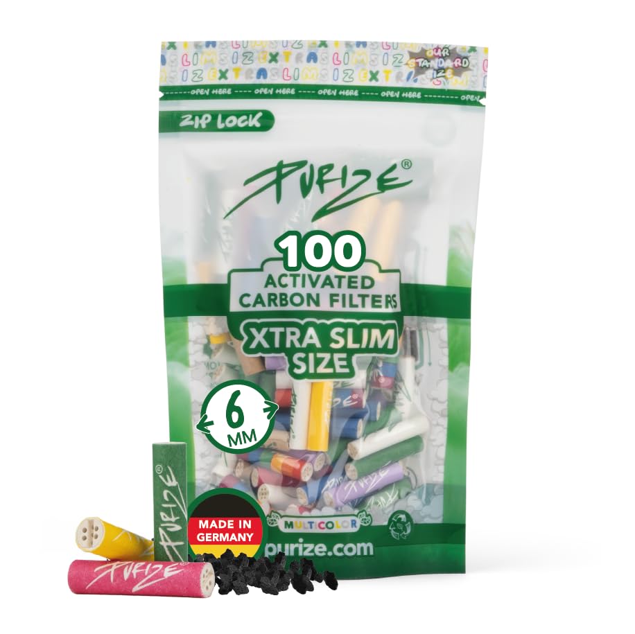 PURIZE® Beutel |100 XTRA Slim Size Aktivkohlefilter (Exklusiv) Multicolor