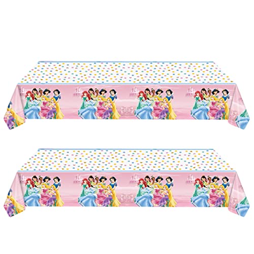 RBJHDRHD 2Pcs Princess Party Tablecloth Princess Birthday Party Supplies Girl Kids Baby Shower Birthday Party Supplies