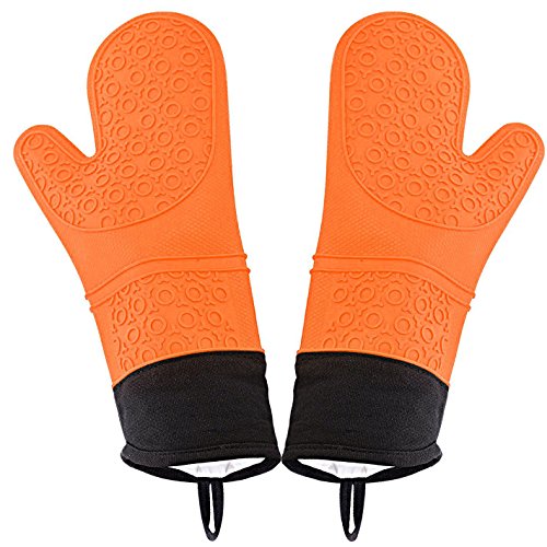 Selecto Bake - Water Resistant Oven Glove, Silicone/Cotton, Black/Orange