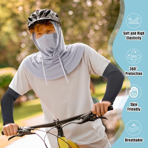 Image of Frienda Balaclava Ski Mask and Arm Sleeves Sun Protection Hood Breathable Full Head Mask Face Cover for Men Women