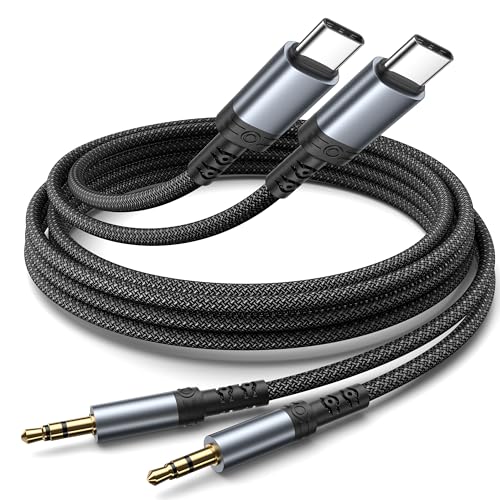 Cable Jack a USB C 1M 2Pack, Cable Auxiliar Coche Tipo C cable USB C jack 3.5 mm Audio para iPhone 16e/16/16 Plus/16 Pro Max/15/15 Plus/15 Pro Max, Samsung S25/S24/S23/S22/S21, Pixel, Huawei, Xiaomi