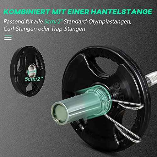 SPORTNOW halterschijven, set van 2 stuks, driegreep met rubberen olympische platen van 2 x 5 kg, vloerbeschermende halterschijven met een boring van 5 cm, drie handgrepen - Afbeelding 5