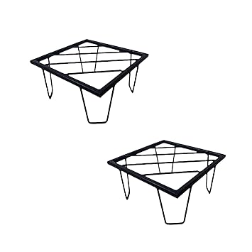 Klassic Square Pro Metal Plant Stand for Balcony and Indoor Plants | Planter Pot Stand (Black, Pack of 2) - image, photos