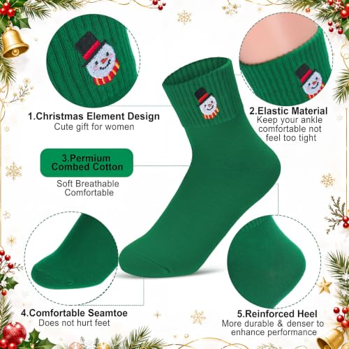 Image of Eurzom 10 Pairs Socks Womens Crew Elastic Ankle Length Cotton Socks Aesthetic Cute Lightweight Low Cut Gifts for Women