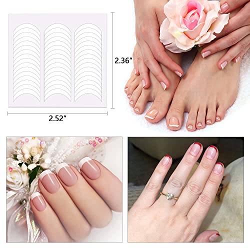 Silpecwee 4320 Pieces 90 Sheets French Tip Nail Guides Nail Stencils Self-Adhesive Nail Art Stickers Half Moon French Manicure Strips Nail French Tip Tool French Nail Sticker Nail Art Stencils #TOP1