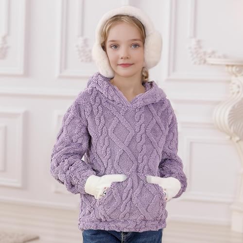 Girls Winter Coat Polar Fleece Soft Winter Warm Outerwear Long Sleeve Fuzzy Fleece Hooded Sweatshirt with Pockets2