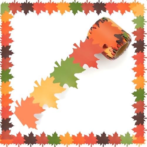 La Mejor Lista de Adornos troquelados favoritos de las personas. 40 Decoración de bordes de tablón de anuncios de otoño de 32.8 pies, adornos troquelados de hojas de arce, decoración de borde de Acción de Gracias de otoño para pizarras y...