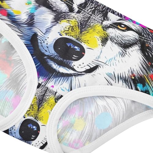 Cotton Toddler Underwear Custom Cool Wolf Colorful Tie Dye Panties for Girl Durable Underpants Briefs 2t4