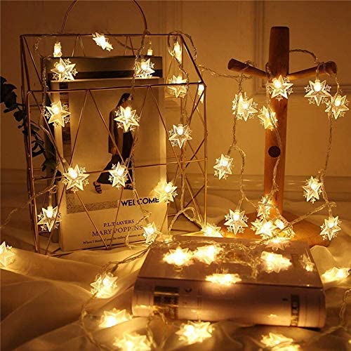 Image of KharidoLive 20 LED Star of Stars Style Decorative Fairy String Lights for Home Decoration (Warm White, Steady Lights, 4 Meter Long, 2 Pin Plug)