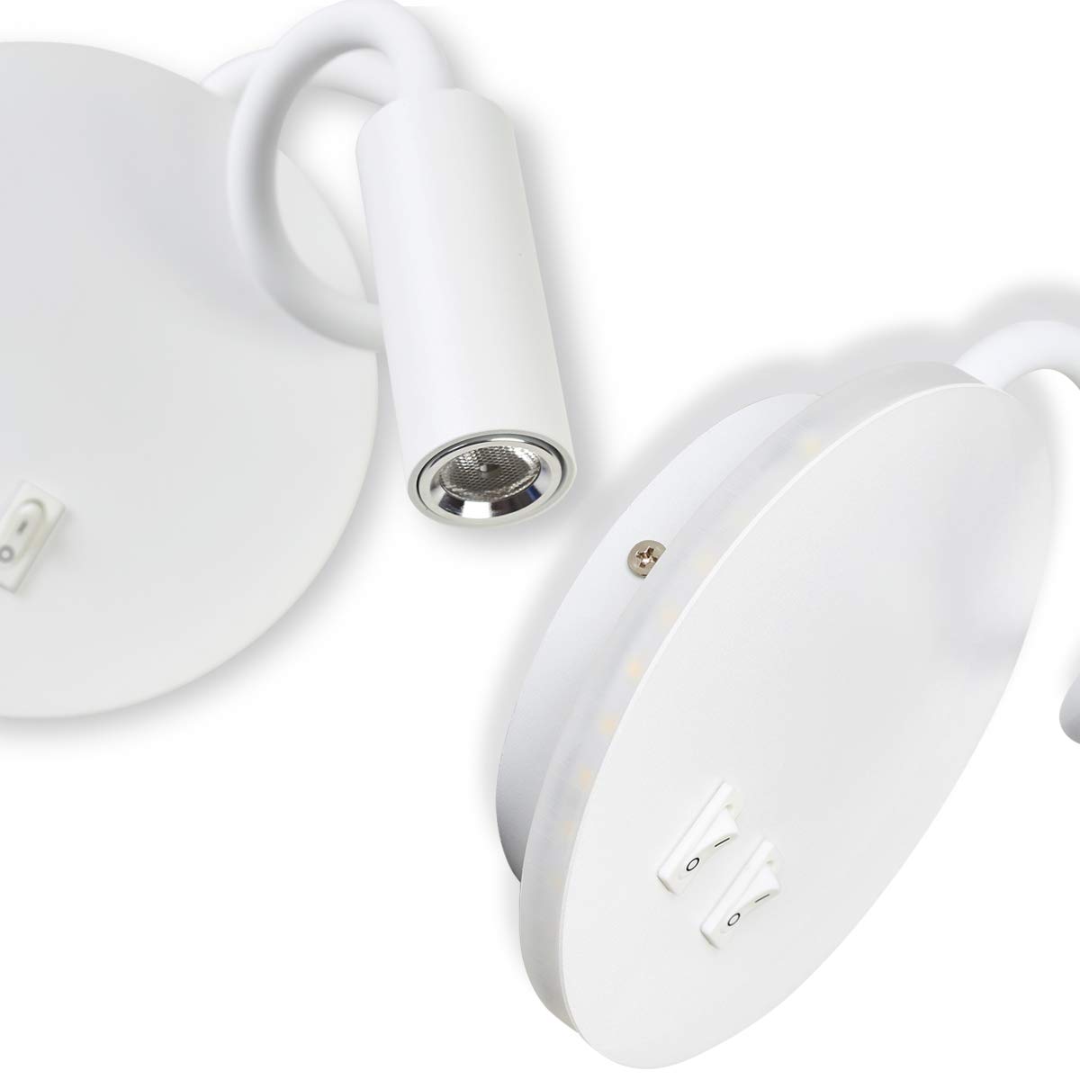 Budbuddy 3+8W LED Lampada da lettura luce di lettura nero Lampada da comodino per la lettura a letto, flessibile a collo di cigno flessibile, luce notturna in alluminio (Bianco/Bianco caldo)