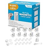 Vmaisi Adhesive Magnetic Locks for Cabinets & Drawers (10 Locks and 2 Keys)