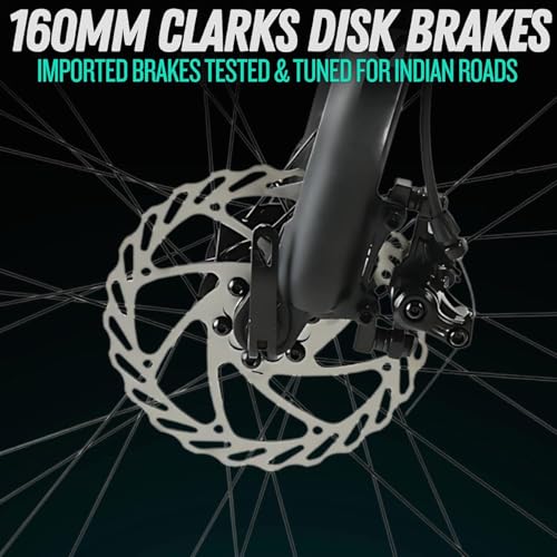Image of FitTrip Fox Rush 27.5T | Single Speed MTB | Jak 7 Dual Disk Brakes | Lockout Suspension I 1030 Alloy Frame w /Internal Cabling | Unisex (Turquoise, 27.5)