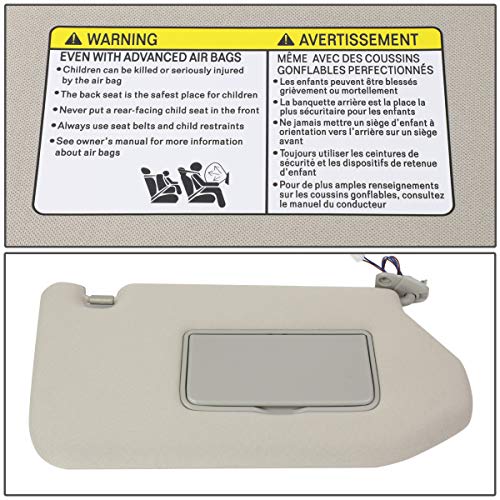 Dna Motoring Ztl-Y-0154-R-Gy Factory Style Right Passenger Side Sun Visor For 13-19 Nissan Pathfinder Infiniti Jx35, Grey,Grey / Gray #TOP1
