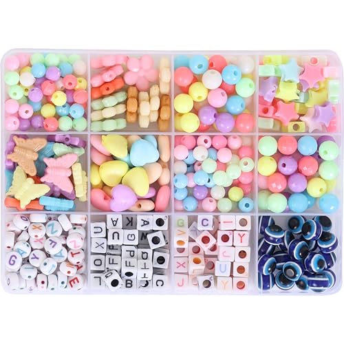 Image of Ambitieux DIY Bracelet Making Kit for Girls - 12 Types Colorful Beads with Charms, Elastic Thread, Earrings, Clasps & Rings - Jewellery Craft Kit for Kids, Birthday Return Gift, Rakhi Special Set for 2 3 4 5 6 7 8 9 10 years (Multicolor 3)