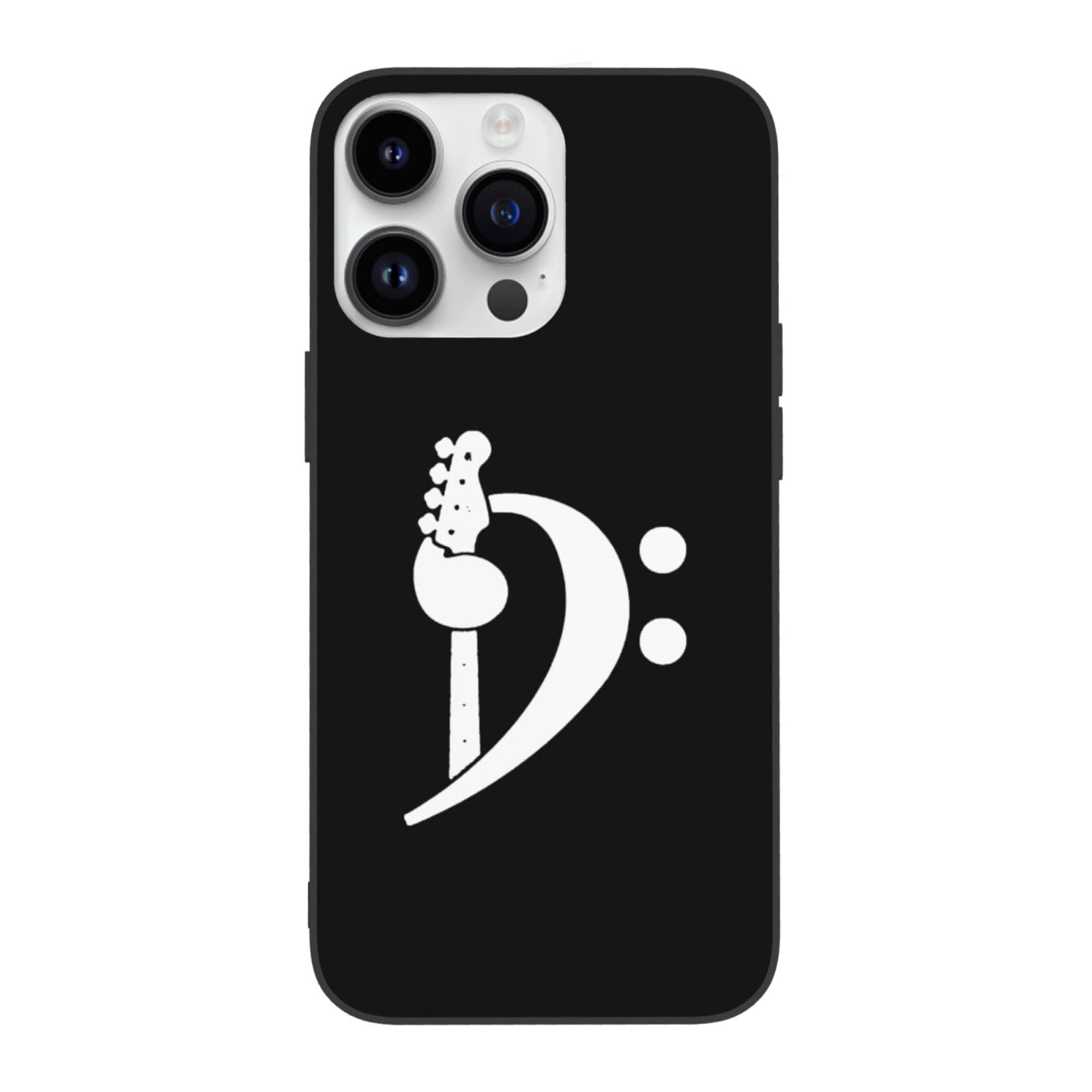 Bass Clef Bass Guitar Specially Designed for iPhone 14 Pro Max Protective Case-14 Pro Silicone Protection 6.1/6.7 in Mobile Phone Case Black