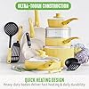 GreenLife 16 Piece Nonstick Cookware Set, Soft Grip Non-Toxic PFAS-Free Ceramic Pots & Pans, Dishwasher & Oven Safe, Frying, Sauce, Saute, Utensils, Glass Lids, Stay-Cool Handles, Wobble Free, Yellow #4