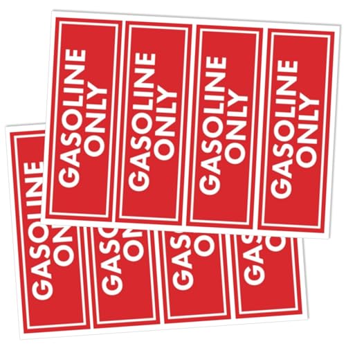 Image of Gasoline Only Sticker 8 Pack for Fuel Tank Cap Can Boat Car Truck 6x2 Inch | for Marine Boat Automotive Truck Tractor Fuel Tank Cap Can 6x2 Inch UV Fade Protected Gasoline Only Sticker 8 Pack Decal Set