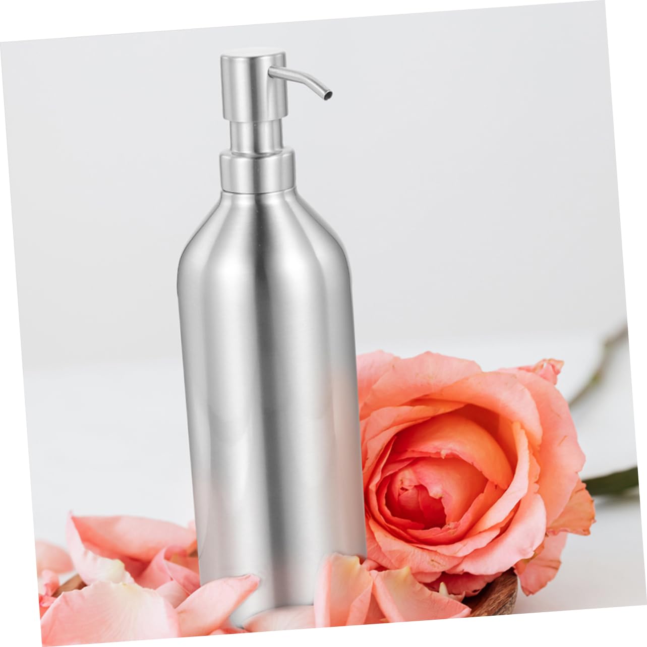 Dispensador de Jabón de Acero Inoxidable 700ml, 2 Piezas | Botella Rellenable para Líquido, Acabado Plata, Diseño Decorativo, Fácil de Presionar y Usar en Baño o Cocina