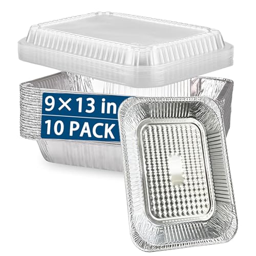 Aluminum Pans with Lids 9''x 13'', Tin Foil Disposable Pans, Extra Heavy Duty Baking Pans, Chafing Trays with Lids, Half Size Steam Table Pans, Food Containers for Catering Party Meal Prep Storage