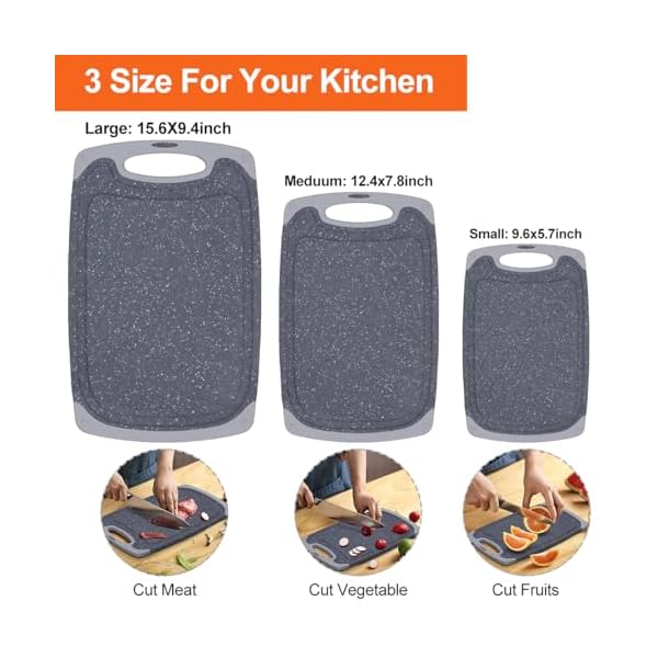 Cutting boards for kitchenkimiup kitchen cutting board set of 3professional chopping boards setsdishwasher safe cutting boards with juice grooves carrying handle no bpa  urban country home decor